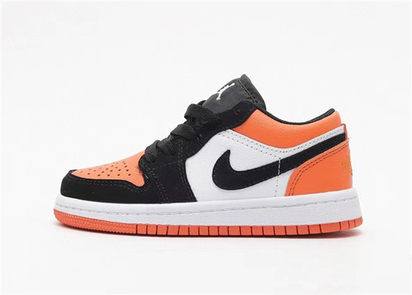Youth Running Weapon Air Jordan 1 Orange/Black/White Low Top Shoes 081